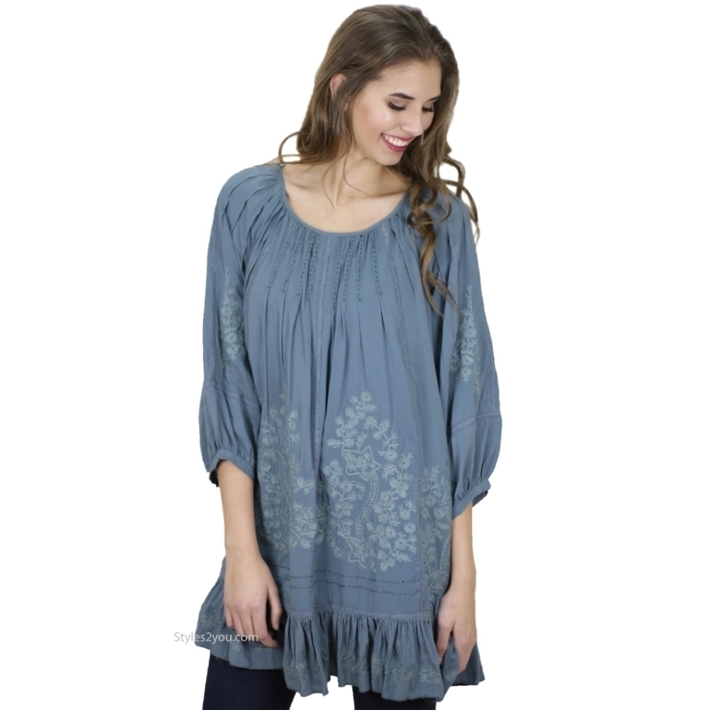 {Monoreno} Teal Women's Embroidered Dress - Size Large